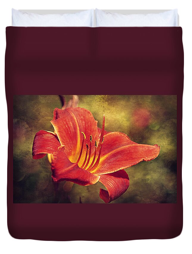Summer Duvet Cover featuring the photograph Daylily by Maria Angelica Maira