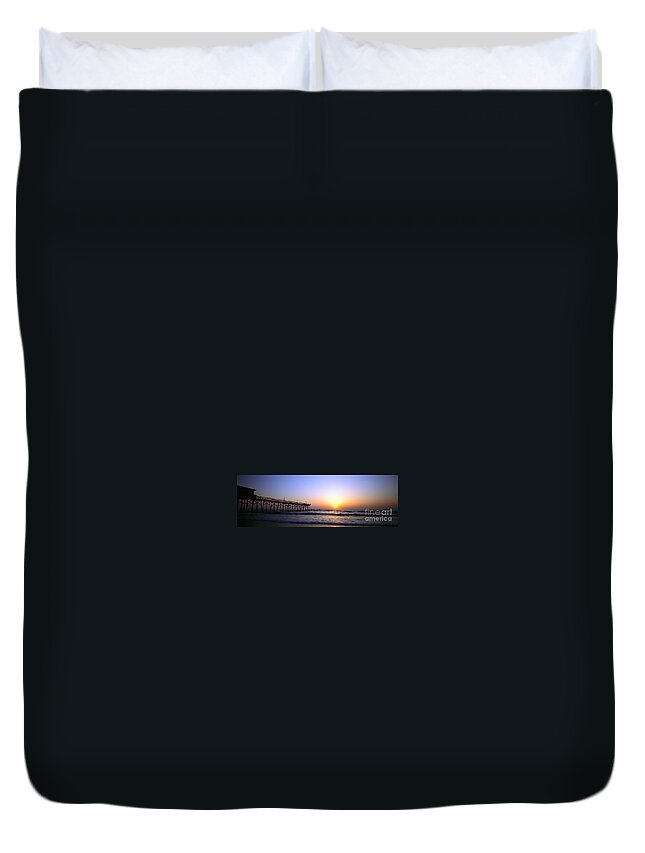 Daytona Duvet Cover featuring the photograph Daytona Sun Glow Pier by Tom Jelen
