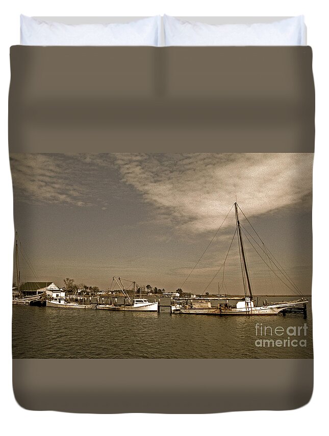 Sailing Gear Duvet Cover featuring the photograph Deal Island Fishing Boats by Skip Willits