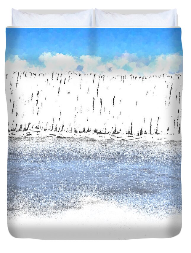 White Duvet Cover featuring the painting Death Valley in the Winter by Bruce Nutting