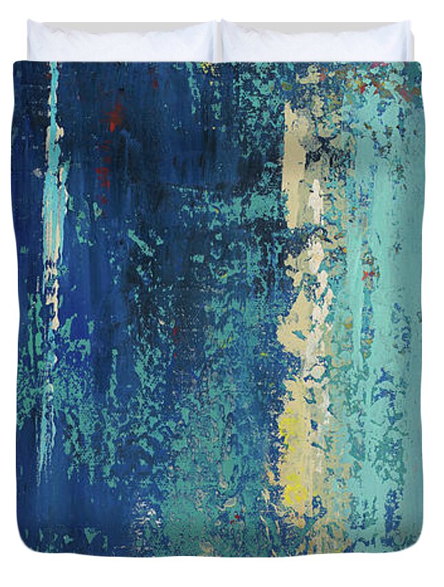 Blue Duvet Cover featuring the painting Deep Blue Abstract by Patricia Pinto