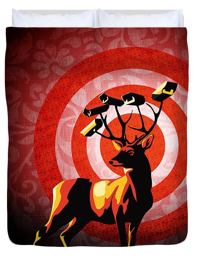 Buck Duvet Cover featuring the digital art Deer Watch by Sassan Filsoof
