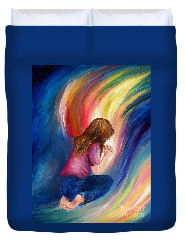 The Power Of Prayer Duvet Cover featuring the painting Deliverance by Deborah Smith
