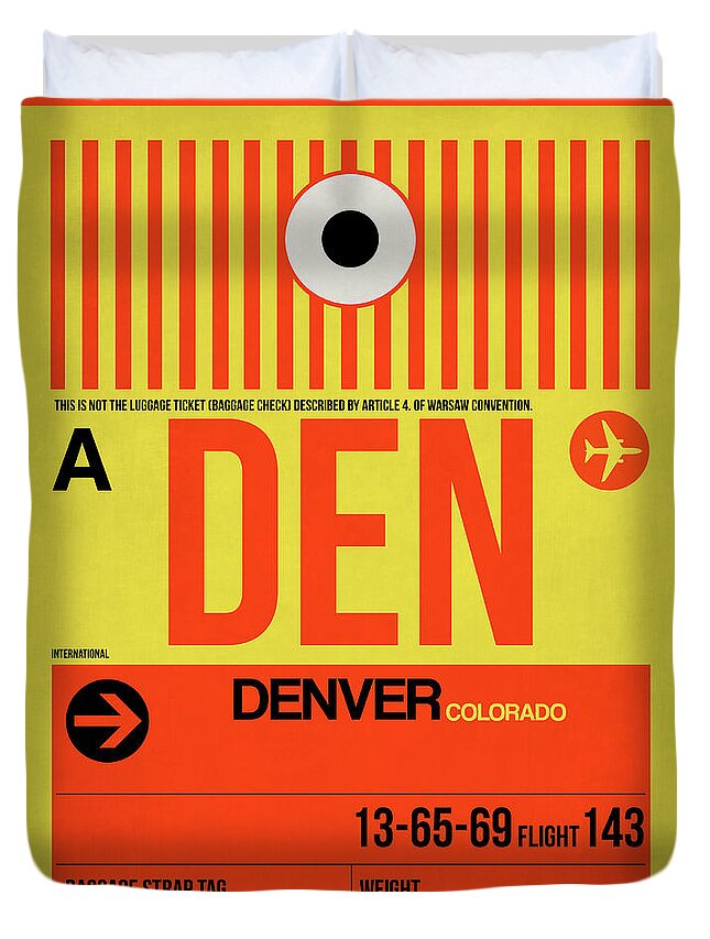 Denver Duvet Cover featuring the digital art Denver Airport Poster 3 by Naxart Studio
