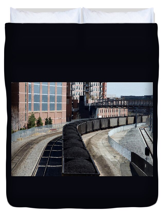 Denver Duvet Cover featuring the photograph Denver Rail Yard by Spencer Hughes