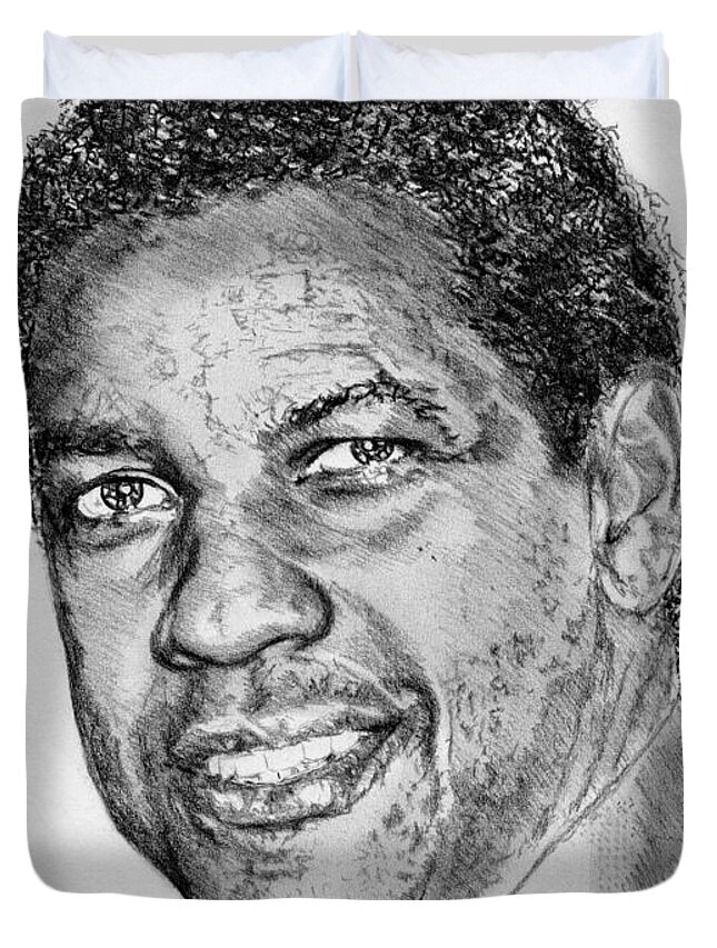 Mccombie Duvet Cover featuring the drawing Denzel Washington in 2009 by J McCombie
