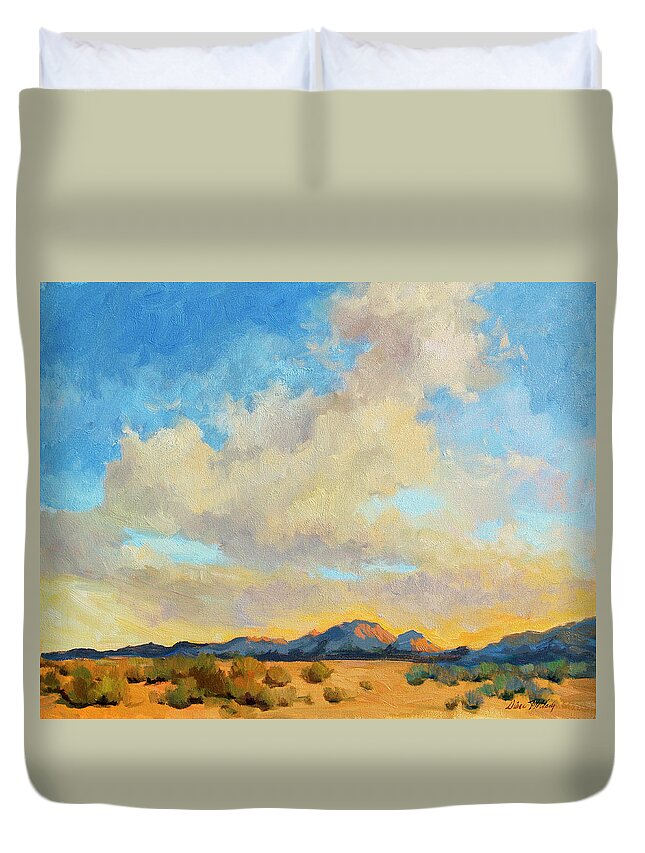 Desert Clouds Duvet Cover featuring the painting Desert Clouds by Diane McClary