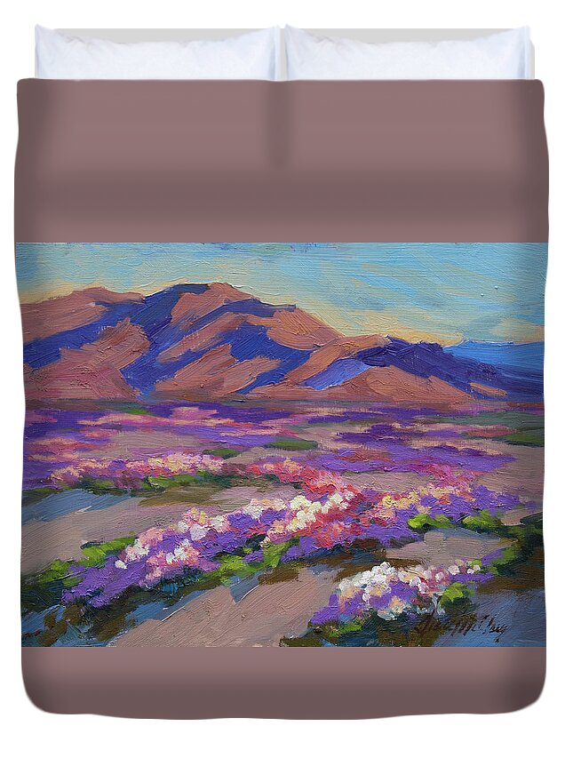 Desert Duvet Cover featuring the painting Desert Spring by Diane McClary