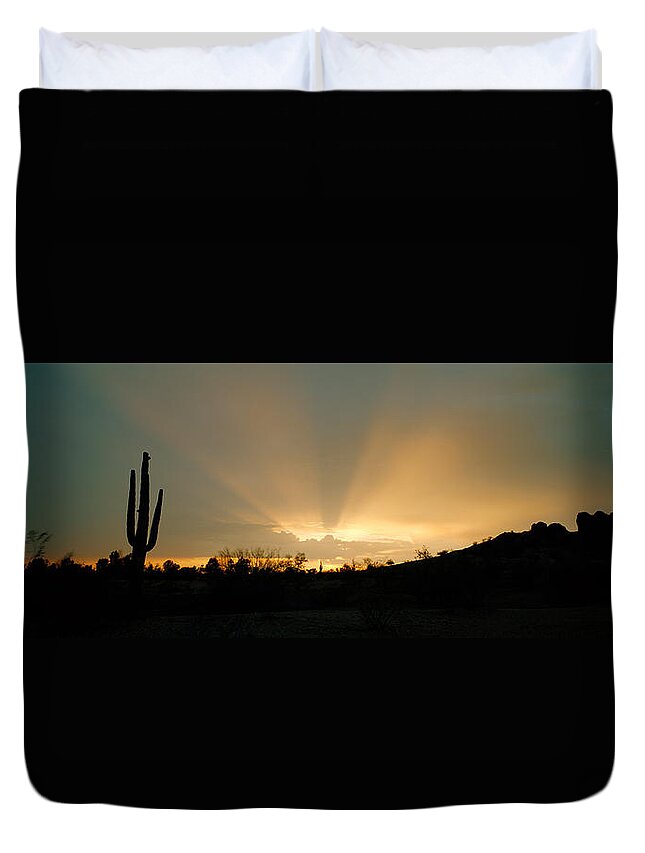 Photography Duvet Cover featuring the photograph Desert Sun Beams, Near Phoenix by Panoramic Images