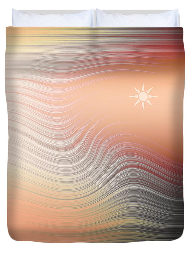 Copper Tones Abstract Duvet Cover featuring the digital art Desert Sun by Gill Billington