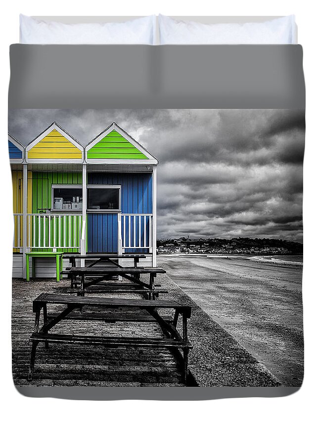 Jersey Duvet Cover featuring the photograph Deserted Cafe by Nigel R Bell