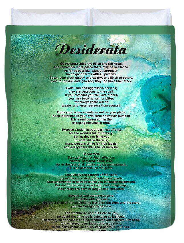 Desiderata Duvet Cover featuring the painting Desiderata 2 - Words of Wisdom by Sharon Cummings