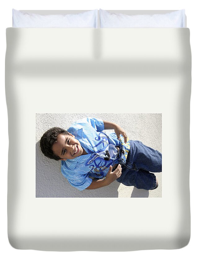Boy Duvet Cover featuring the photograph Destined To Be A Star by Cora Wandel