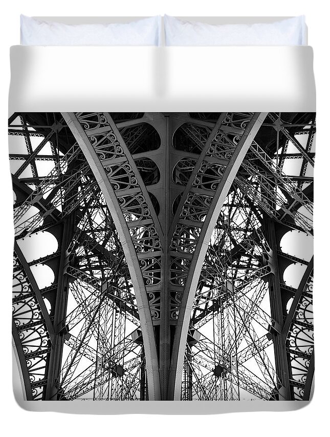 Arch Duvet Cover featuring the photograph Detail Of The Legs Of The Eiffel Tower by Ogphoto