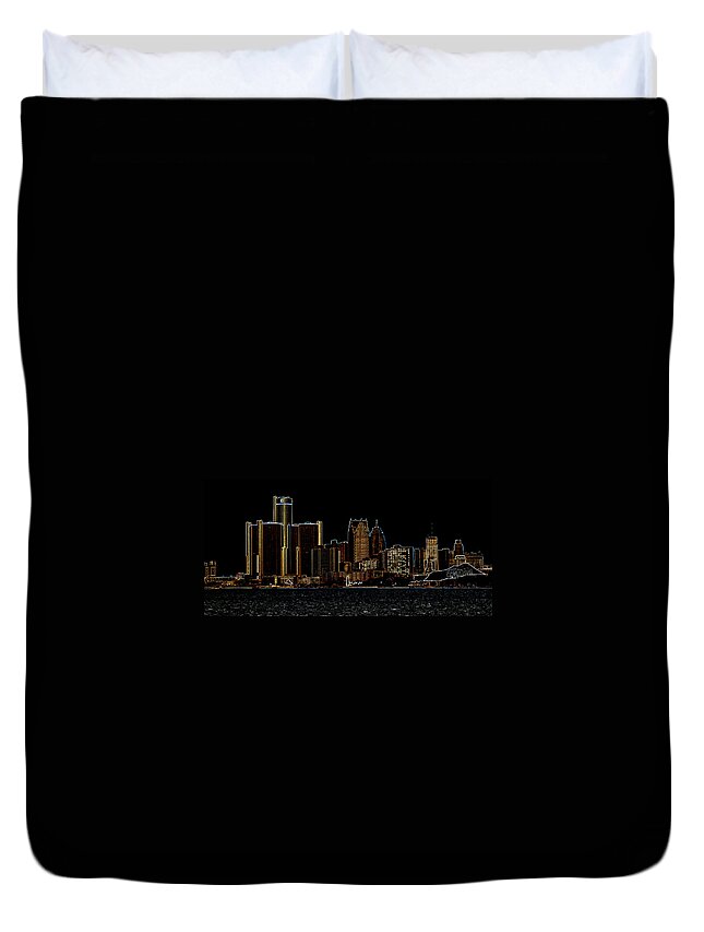 Detroit Duvet Cover featuring the photograph Detroit Skyline by Steven Dunn