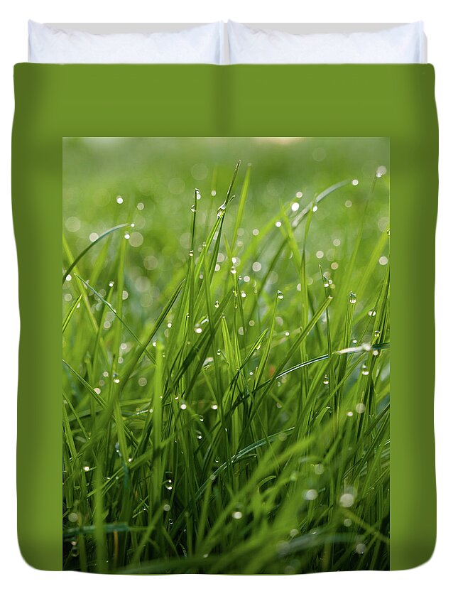 Grass Duvet Cover featuring the photograph Dew Respect by James Galpin