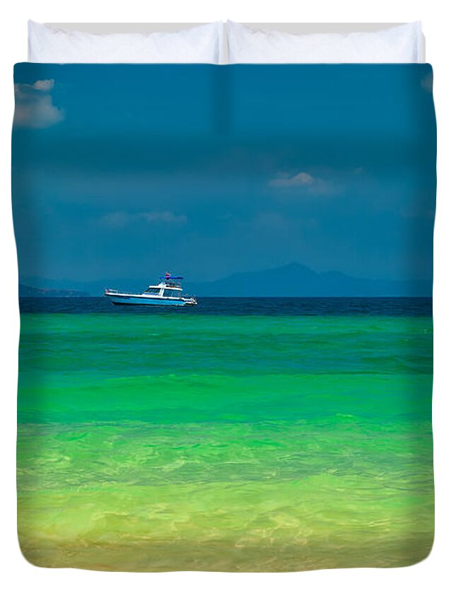 Thai Duvet Cover featuring the photograph Speed Boat Thailand by Adrian Evans