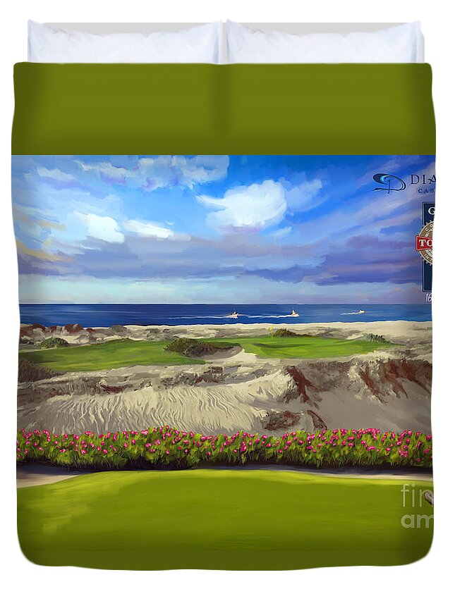 Diamante Duvet Cover featuring the painting Diamante dunes Cabo 16th by Tim Gilliland