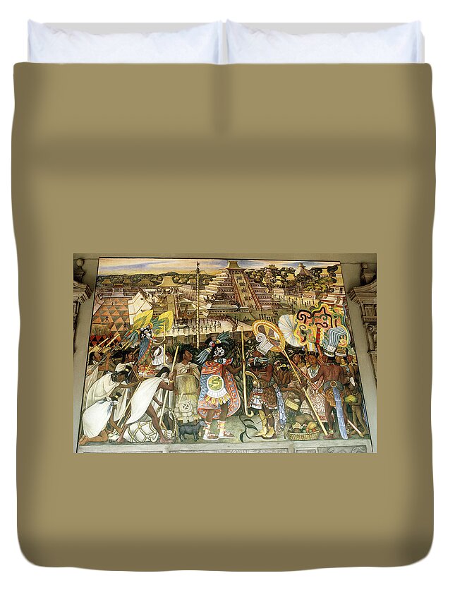 Mexico Duvet Cover featuring the painting Diego Rivera Mural by Dick Davis