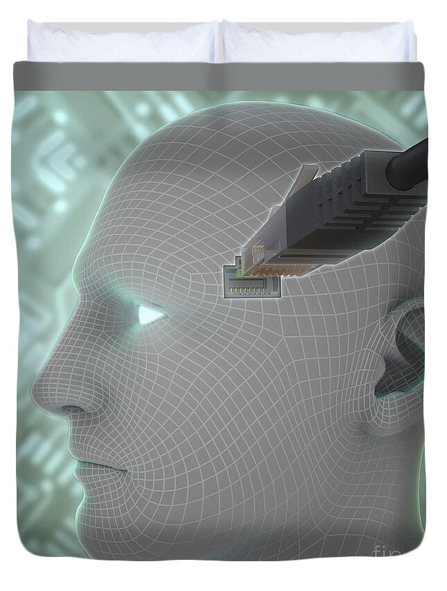 Artificial Intelligence Duvet Cover featuring the photograph Digital Connection by Science Picture Co