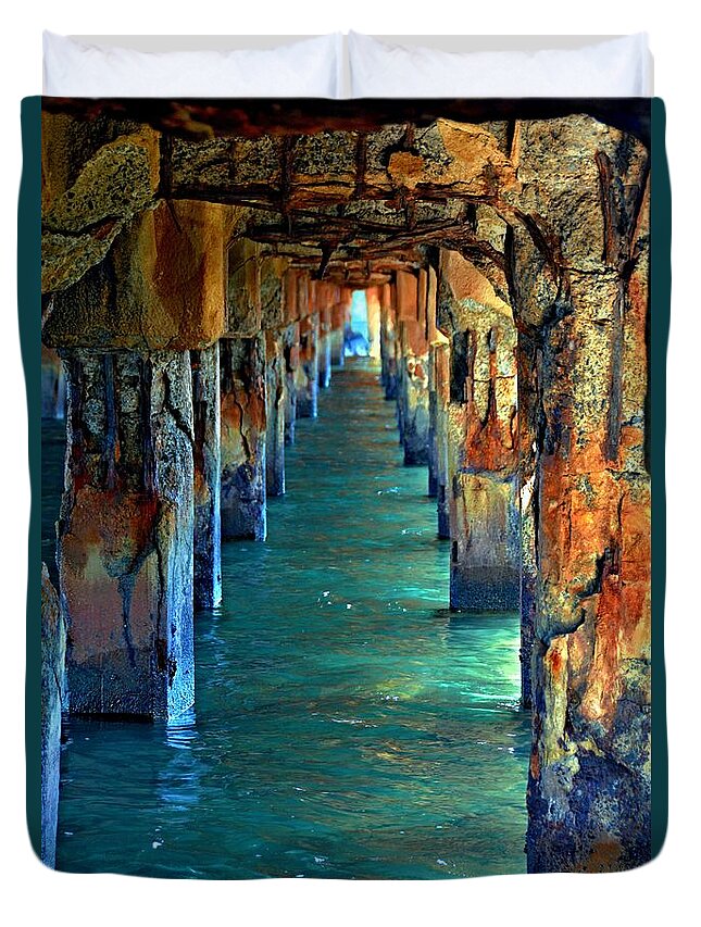 Dilapidated Dock Duvet Cover featuring the photograph Dilapidated Dock by Patrick Witz
