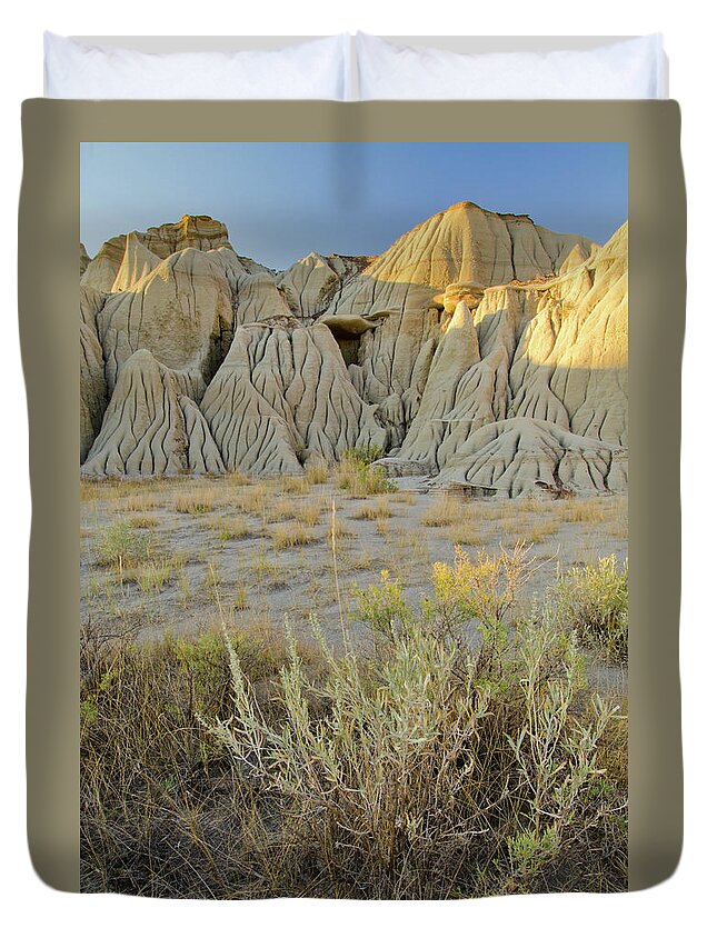 Scenics Duvet Cover featuring the photograph Dinosaur Provincial Park Badlands Land by Rebecca Schortinghuis