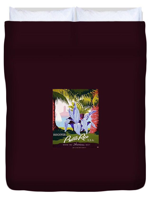 Beach Duvet Cover featuring the digital art Discover Puerto Rico by Georgia Clare