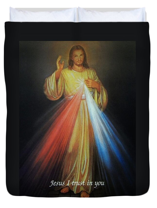 Divine Mercy Duvet Cover featuring the photograph Divine Mercy Jesus by Anna Baker