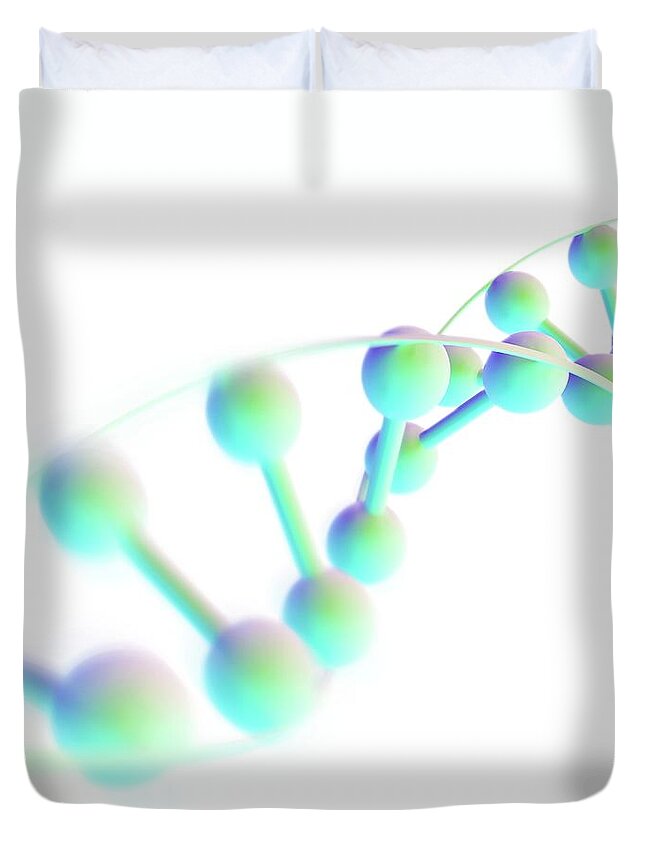 White Background Duvet Cover featuring the digital art Dna Molecule, Computer Artwork by Science Photo Library - Pasieka