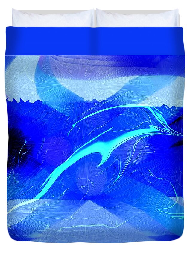 Dolphin Duvet Cover featuring the digital art Dolphin Abstract - 1 by Kae Cheatham