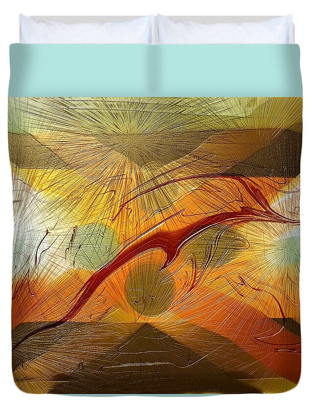 Abstract Duvet Cover featuring the digital art Dolphin Abstract - 2 by Kae Cheatham