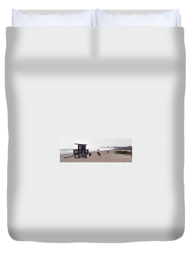 Beach Duvet Cover featuring the photograph Done Surfing by Ed Gleichman