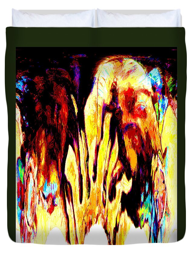 Abstract Duvet Cover featuring the digital art Don't Cry Over Spilled Paint by John Lautermilch