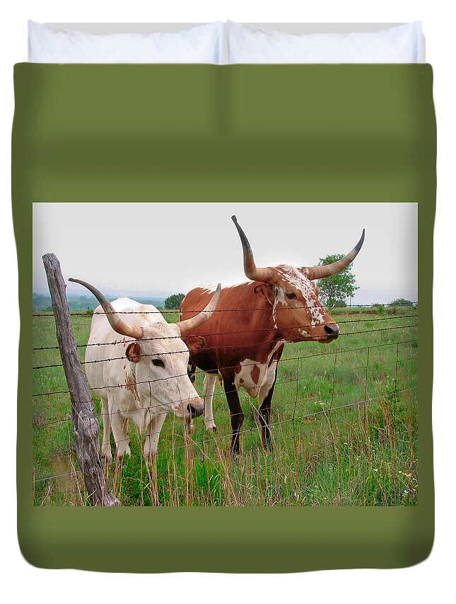 Animals Duvet Cover featuring the photograph Don't Fence Me In by David and Carol Kelly