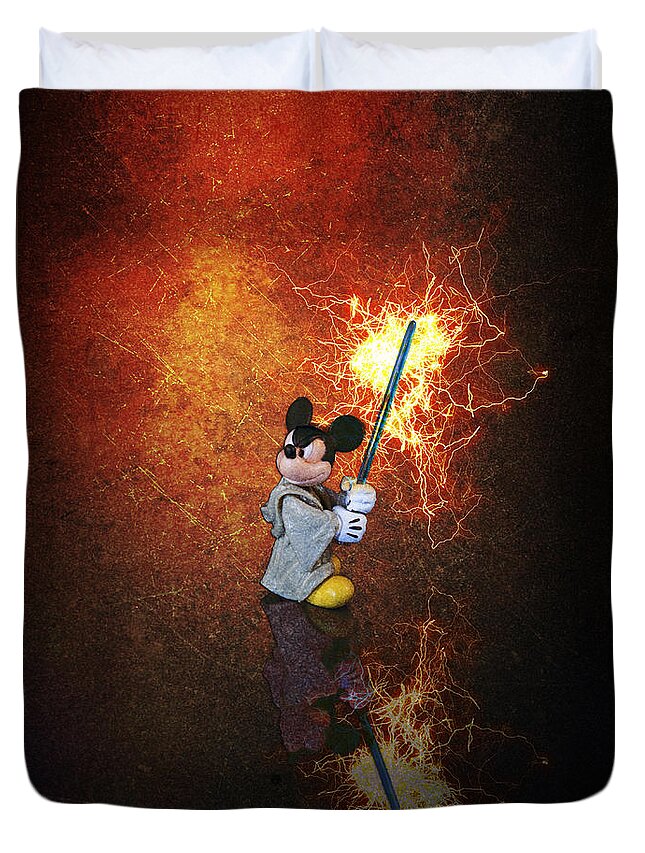 Mickey Mouse Duvet Cover featuring the photograph Don't Mess With Mickey by Bill and Linda Tiepelman