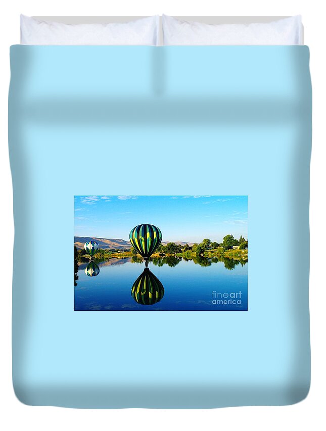 Reflections Duvet Cover featuring the photograph Double Touchdown by Jeff Swan