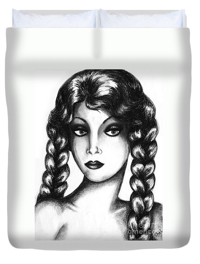 Art Duvet Cover featuring the drawing Doubt by Tara Shalton