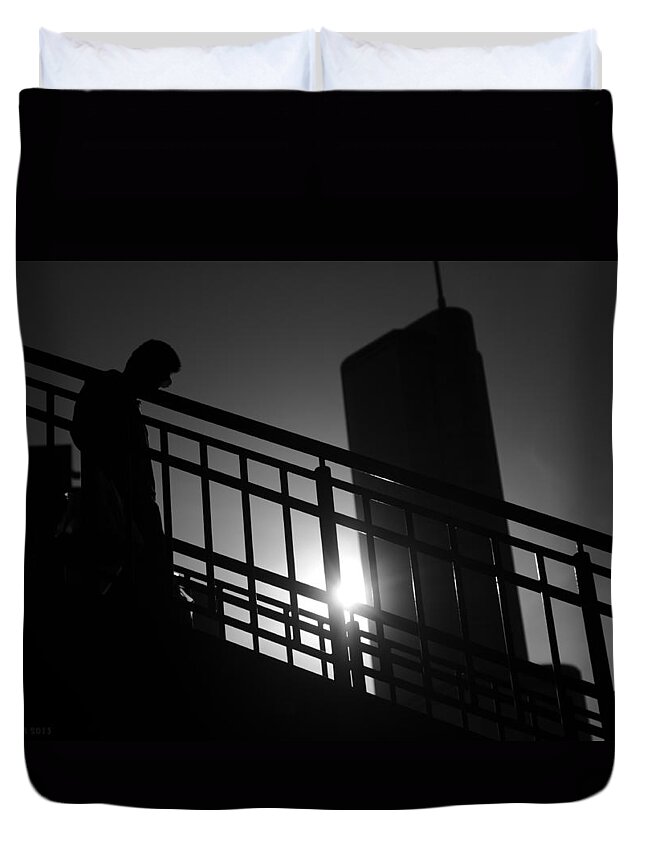 Chicago Duvet Cover featuring the photograph Down in the City by Miguel Winterpacht