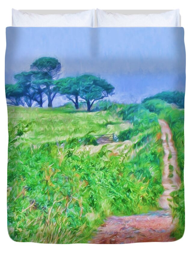 Down To The Sea Duvet Cover featuring the photograph Down To The Sea Herm Island by Bellesouth Studio