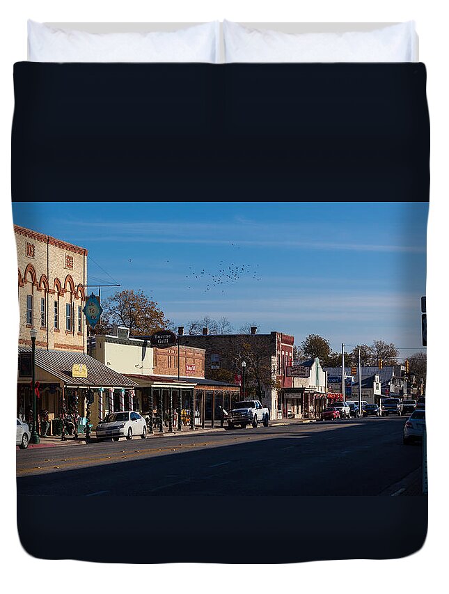 Boerne Duvet Cover featuring the photograph Downtown Boerne by Ed Gleichman