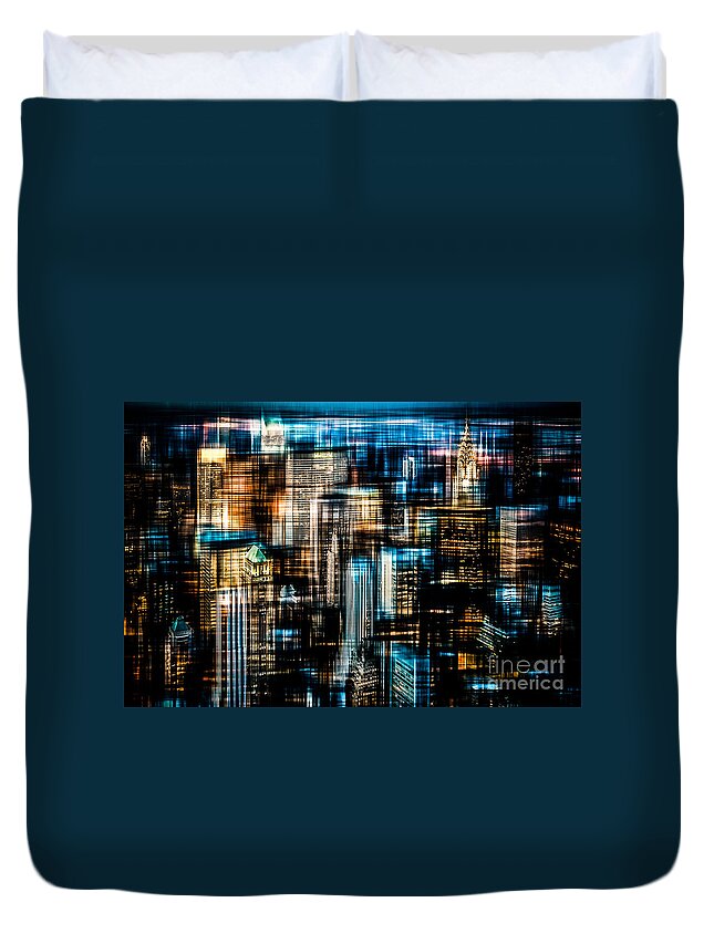 Nyc Duvet Cover featuring the photograph Downtown II - dark by Hannes Cmarits