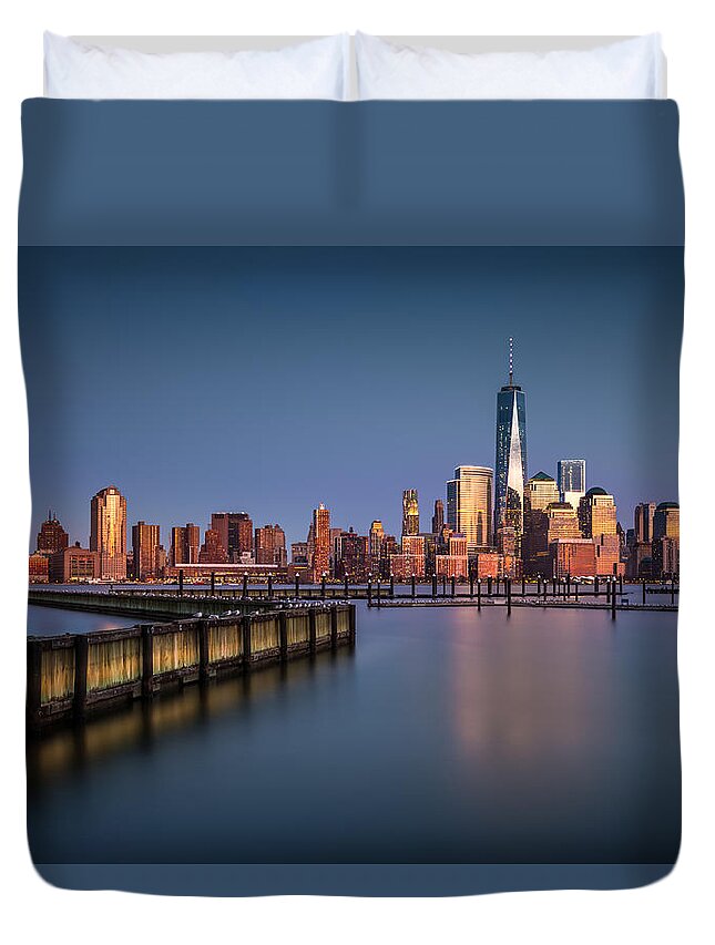 Downtown Duvet Cover featuring the photograph Downtown Sunset by Mihai Andritoiu