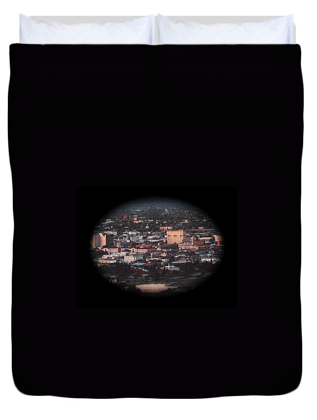 Downtown Tucson Arizona With Movie Theaters 1957-2013 Duvet Cover featuring the photograph Downtown Tucson Arizona with movie theaters 1957-2013 by David Lee Guss