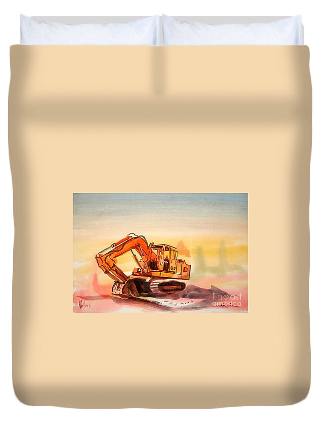 Dozer In Watercolor Duvet Cover featuring the painting Dozer in Watercolor by Kip DeVore