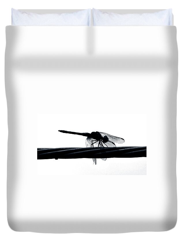 Dragon Duvet Cover featuring the photograph Dragons Silhouette by Art Dingo