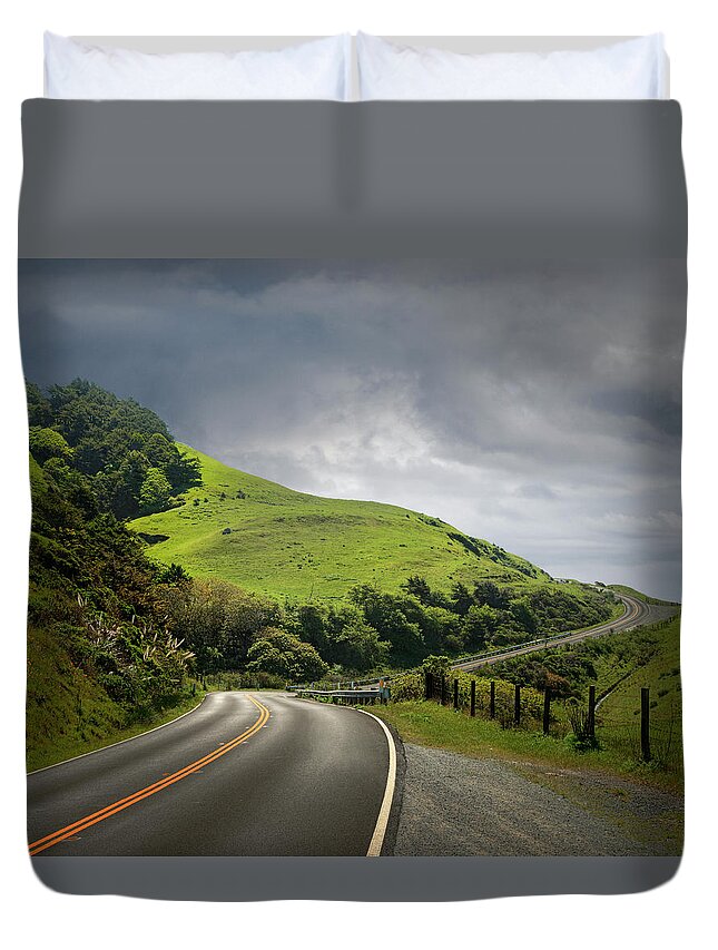 Scenics Duvet Cover featuring the photograph Dramatic Road Through Hilly Country by Ed Freeman