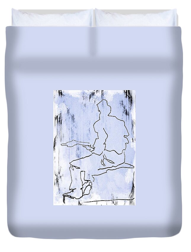 Guitar Songs Duvet Cover featuring the drawing Drawing by John Malone
