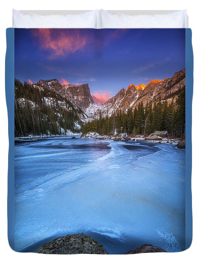 Dream Lake Duvet Cover featuring the photograph Dream Lake Blues by Darren White