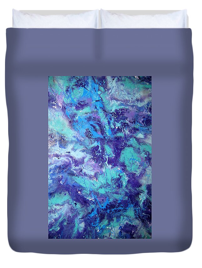Resin Art Duvet Cover featuring the painting Dream Weaver II by Jane Biven