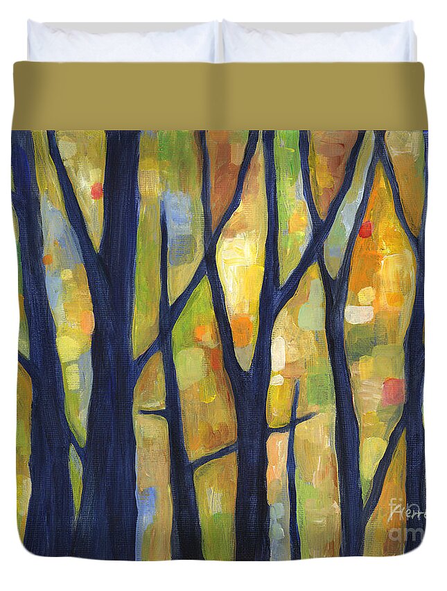 Dreaming Duvet Cover featuring the painting Dreaming Trees 2 by Hailey E Herrera